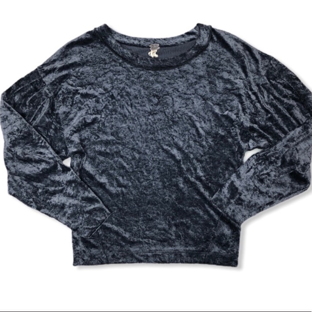 Crushed velvet gray dolman sweatshirt